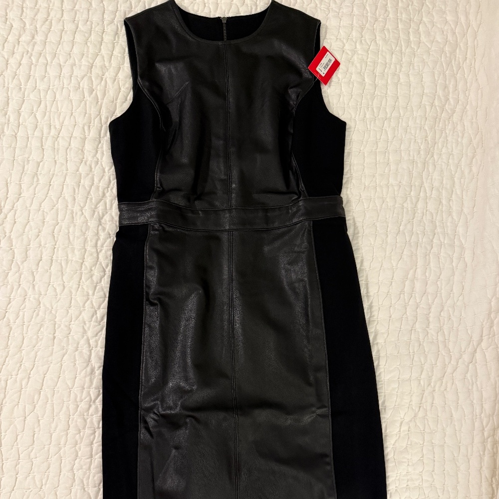 Spanx Leather Like Combo Dress Luxe Black